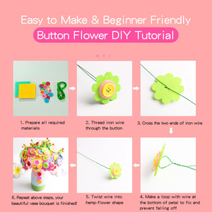 Kit de bricolage pour enfants, bouquet de fleurs fait main avec boutons, tournesol, à partir de 14 ans, thème musical - Product Image 4