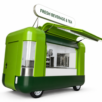 Chariot alimentaire mobile en tôle personnalisé, corps en capsule incurvée, trappe de service escamotable, kiosque à boissons et en-cas pour la vente de nourriture de rue