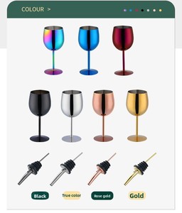 Copa de <span class=keywords><strong>Vino</strong></span> Tinto con Tallo de Acero Inoxidable 304, Copa Creativa de Metal para Cócteles, Bar, Restaurante, con Tapón Vertedor de <span class=keywords><strong>Vino</strong></span>, 301-400 ml - Product Image 5