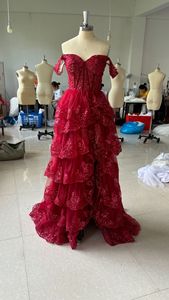 Eleganti applicazioni con paillettes abiti da sera a strati per belle donne con spalle scoperte a cappella Modulare abiti da ballo Vestidos - Product Image 3