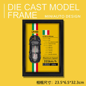 Modèles de voitures en alliage personnalisé Cadre photo en bois 3D avec voiture miniature en métal moulé sous pression en alliage 1/32 avec boîte de peinture murale - Product Image 4