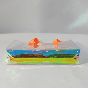 Sac fourre-tout en PVC holographique, sac <span class=keywords><strong>cadeau</strong></span> <span class=keywords><strong>transparent</strong></span> brillant avec poignée, logo personnalisé pour les fêtes, les mariages et les utilisations promotionnelles - Product Image 5