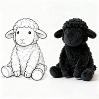 Vente en gros, poupée de mouton noir en peluche de jardin en coton super doux, couleur personnalisée, écologique pour l'extérieur
