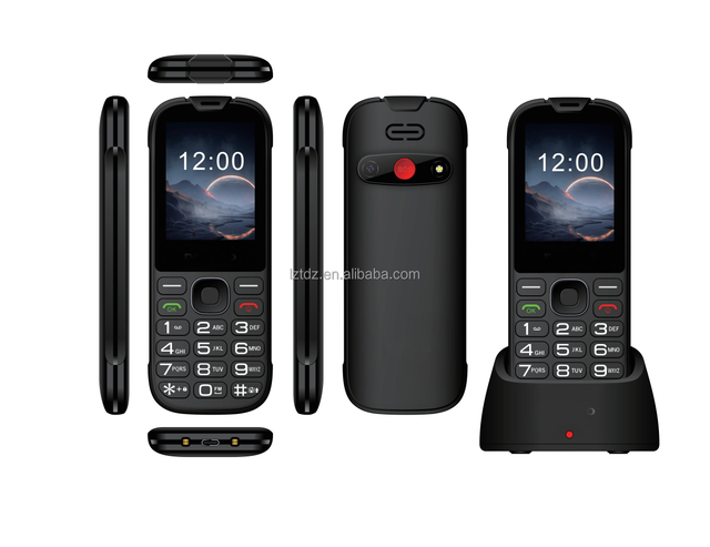 OEM ODM Senior 4G VoLTE Unlocked Keypad Bar Phone with SOS Function 2.4inch Screen Customizable Buttons Desk Charger