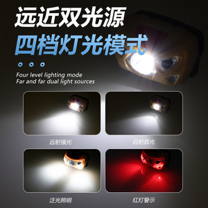 USB Rechargeable Sensor Headlamp Red Light Outdoor Night Running Cycling Fishing Bait Light Portable High Brightness Warning - Product Image 5