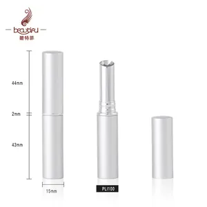 Aluminum Lipstick Packaging Bevel Sleeve Lipstick Container Lipstick Case Matte Silver 2.5g Round Slim Cosmetic Customized