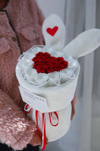 Rosa de larga duración Flor eterna Encantada eternidad para siempre Rosa eterna conejito rosa preservada - Product Image 5