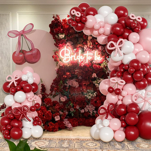 Kit Arco di Palloncini in Lattice Rosso e Rosa con Anello Floreale Bianco Perla, Decorazione per Feste di <span class=keywords><strong>Compleanno</strong></span> e Bambini a Tema Ciliegia - Product Image 2