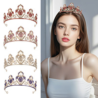 Accessoire de cheveux de mariée haut de gamme exquis en alliage vintage avec strass, couronne transfrontalière, vendu à l'unité