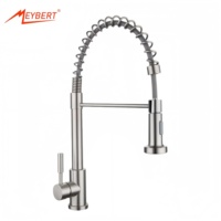 Robinet de cuisine moderne classique à poignée unique, extractible, en acier inoxydable 304, avec cartouche céramique, à poser sur comptoir, pour hôtel