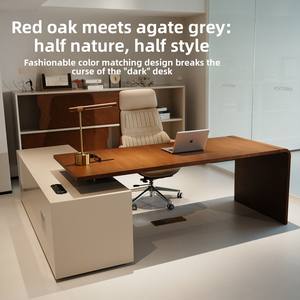 Suite <span class=keywords><strong>de</strong></span> <span class=keywords><strong>Direction</strong></span> Moderne : Bureau en Placage <span class=keywords><strong>de</strong></span> Noyer Premium et Ensemble <span class=keywords><strong>de</strong></span> Chaise Ergonomique en Cuir |   Garantie professionnelle <span class=keywords><strong>de</strong></span> 10 ans - Product Image 3