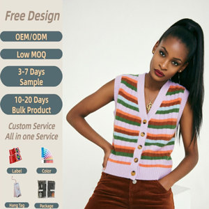 Fashion Vest Sweater Top for Women Striped Knitted Vest for <strong>Ladies</strong> <strong>Cardigan</strong> <strong>Sleeveless</strong> Daily Commuting Wear - Product Image 4