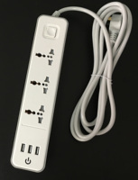 3WAY 3USB 2M Safe Multiple Universal Extension Socket avec Single Switch & Charging Port Power Strip UK/EU/US Plug