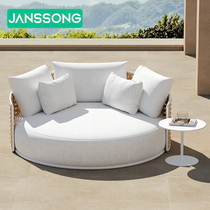 Chaises longues métalliques d'extérieur, mobilier de patio, lit de plage, lit de repos, lit de jour d'extérieur, mobilier de jardin, lit de soleil en rotin, mobilier de piscine - Product Image 5