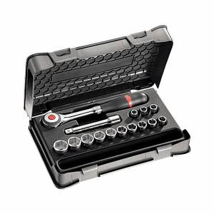 Assortiment de 15 pièces de boîtiers ABS CrV Deep Sockets avec des caractéristiques hexagonales et carrées personnalisables OEM pour une utilisation en réparation - Product Image 1