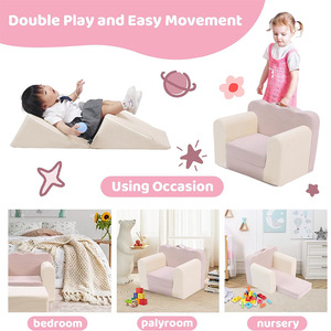 Children's <b>Sofa</b> Bed Folding With Handrails High Elasticity Foam Fabric Unisex Nap Chair For <b>Kids</b> - Product Image 5