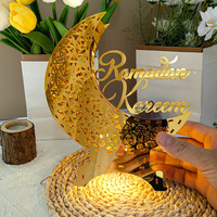 Ornements lumineux acryliques créatifs décoration de vacances islamique or avec décoration de table de fête de lumières LED