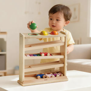 Rampe de jeu en bois pour balles et voitures - Éducation Montessori, matériau en contreplaqué, unisexe, 12 mois+ - Product Image 2