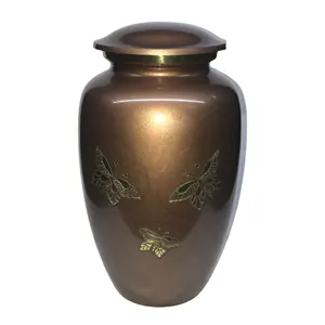Urne de crémation en aluminium avec gravure d'oiseaux Urnes de cendres funéraires pures de qualité supérieure pour services funéraires Urnes pour adultes - Product Image 5
