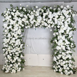 S68 Stoff zurück Faux Arch Floral Runner Arrangement Weiß Künstliche Seide Rose Arch Flower Row für Hochzeit Gang Hintergrund Dekor - Product Image 2