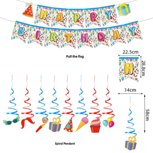 Vente flash - Ensemble de décorations de fête d'<span class=keywords><strong>anniversaire</strong></span> colorées - Ballons - Bannière - Guirlande pour fête d'<span class=keywords><strong>anniversaire</strong></span> - Product Image 5