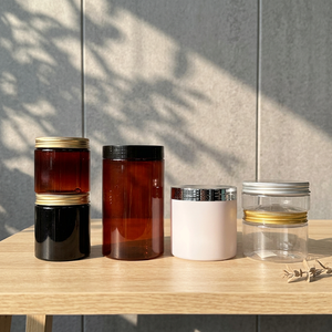 Wholesale Clear & Amber PET Plastic Cosmetic <b>Jars</b> with Aluminum/Plastic Lids 50g-1000g Wide Mouth Skincare Packaging Pots - Product Image 3