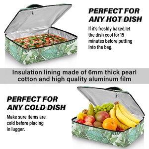 Hawaiian New Arrival Custom Green Leaves Print BBQ Thermal Insulated Portable Portable Cooler Pizza Bag - Product Image 5