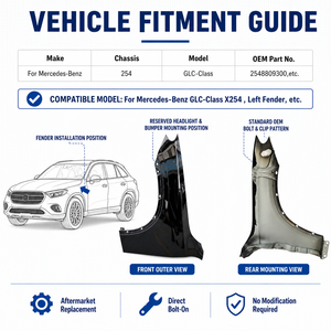 Guardabarros Delantero Izquierdo <span class=keywords><strong>de</strong></span> Aluminio para Mercedes-Benz Clase GLC X254 <span class=keywords><strong>2023</strong></span>-2025, Lado del Conductor, OE 2548809300, Fijación Directa, Repuesto - Product Image 3