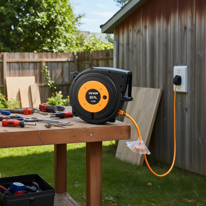 Enrollador de Cable de Alimentación de 50 pies, 14AWG, 3 Tomas, Cable de Extensión para Exteriores - Product Image 2