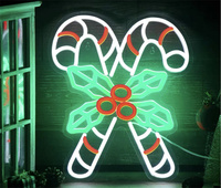 Enseigne néon LED de Noël, décorations murales lumineuses de Noël avec Père Noël, sapin, cloche, renne, canne, pour fêtes de Noël, décoration de maison et de vitrine