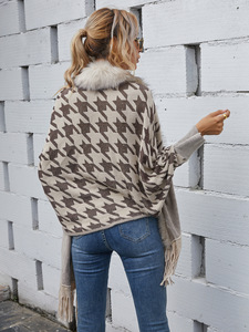 Poncho de punto con cuello de piel para <span class=keywords><strong>mujer</strong></span>, chal de lujo, <span class=keywords><strong>cárdigan</strong></span> con borla, otoño e invierno, <span class=keywords><strong>2022</strong></span> - Product Image 5