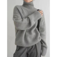 Pull Col Roulé Épais 100 % Cachemire Pur Femme, Ample et Ajusté, Pull Basique en Laine Décontracté pour l'Automne et l'Hiver