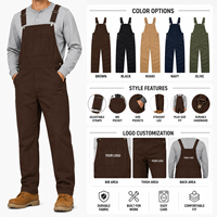 Salopette de travail pour hommes en coton antibactérien à jambe droite avec bretelles réglables, bas de tenue uniforme personnalisé pour le personnel, avec logo par transfert thermique