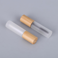 Vente flash : Brosse à mascara en nylon 5 ml, tube en verre avec capuchon en bambou, maquillage de luxe, tube à mascara en verre transparent avec couvercle en bambou