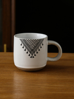 Taza de Cerámica Moderna de 150 ml con Borlas Geométricas Estilo Bohemio, Taza de Café Retro con Diseño Moteado, Saludable y en Stock