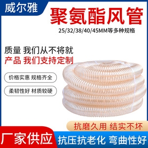 Manguera de poliuretano transparente con alambre de acero para recolección de polvo, maquinaria para trabajar la madera, conducto de ventilación, flujo de gas, 50 mm de diámetro - Product Image 5