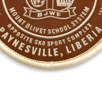 Écusson brodé personnalisé en polyester pour uniforme scolaire, avec logo tissé