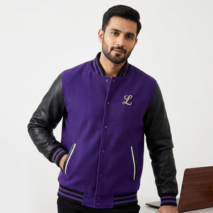 Chaqueta Varsity Personalizada para Hombre con Mangas de Cuero, Chaquetas de Invierno y Otoño para Hombre con Bordado - Product Image 1