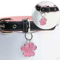 Etiquettes personnalisées gravées pour chien, chien, chiot, nom d'identification d'animal de compagnie, pendentif pour collier, accessoires pour animaux de compagnie, pendentif patte pailletée