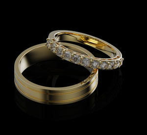 Anillos de Boda de Circonita Cúbica con Diseño de Rosa Amarilla y Oro Blanco, Moda Vietnamita, Fuente de la Felicidad - Product Image 1