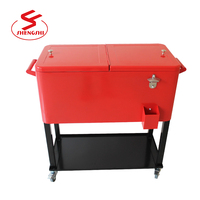 Réfrigérateur de vin portable, boîte en métal avec roulettes à roulement, chariot
