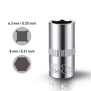 طقم مفاتيح ربط احترافي 10 قطع مقاس 1/4 بوصة، مفاتيح ربط عميقة وضحلة بنظام متري مع حامل تخزين - Product Image 3