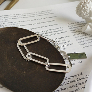Argento Dichiarazione Spessa Catena a maglia Braccialetto Rettangolo del Braccialetto A Catena Lunga Catena di Collegamento Clip di Carta Braccialetto Per Il Regalo di Giorno <span class=keywords><strong>della</strong></span> Madre - Product Image 3
