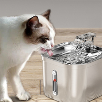 Distributeur d'eau pour animaux de compagnie en acier inoxydable G 74oz/2.2L pour chiens et chats, avec pompe silencieuse, fontaine à eau pour chats