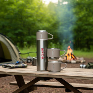 Set Thermos in Acciaio Inox 500 Ml Isolato Sottovuoto per Caffè Tè Acqua Viaggi all'Aperto con 2 Tazze Confezione Regalo - Product Image 2