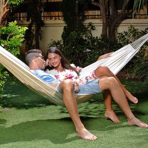 Woqi เปลผ้าใบผ้าฝ้ายสีขาวแบบพกพาสำหรับ<span class=keywords><strong>2</strong></span>คนสำหรับการตั้งแคมป์กลางแจ้งในร่ม - Product Image 6