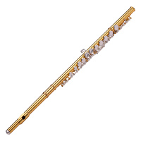 Professional C Key Flutes Closed 16 Hole Cupronickel Gold-plated Tube Silver-plated Keys Woodwind Instrument Flute for Beginner
