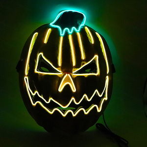 Masque de fête lumineux d'halloween 2022 Offre Spéciale <span class=keywords><strong>mots</strong></span> noirs masques LED d'halloween masque fantôme de citrouille d'horreur - Product Image 1