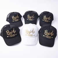 Casquette de baseball en maille pour mariée, style trucker, avec lettres dorées et flèche, pour mariage
