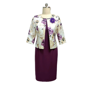 Conjunto de Vestido de Dos Piezas Elegante y Formal de Tela Brocada para Mujer, Talla Grande, Largo hasta la Rodilla, 2022 - Product Image 6